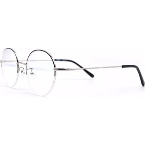 HKUCO Stylish Black Metal half frame Clear Lens Eye Glasses Frame