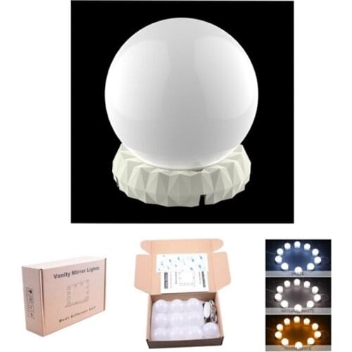 USB LED Mirror Makeup Light Bulbs 10 Kits Led Lamp Bulbs Adjustable Switch Cosmetic Lighted Dressing Table Sucker Install Light