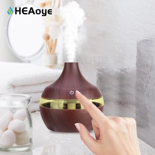 300ml Air Humidifier Aroma Essential Oil Diffuser Ultrasonic Wood Grain Humidificador USB Mini Mist Maker 7 LED Light Car Home
