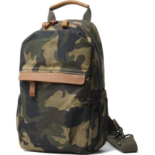 Military Camouflage Canvas Men Bag Crossbody Bags Vintage High Quailty Leather Shoulder Bag Fashion Trend Portable Messenger Bag