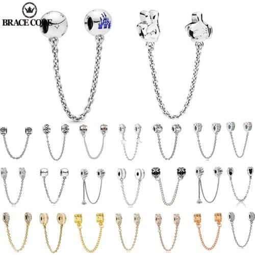 Harry Film Element Safety Chain Castle and Glittering Stars With Crystal Safety Chain Clip Beads Fit Fine Bracelets DIY Pendant