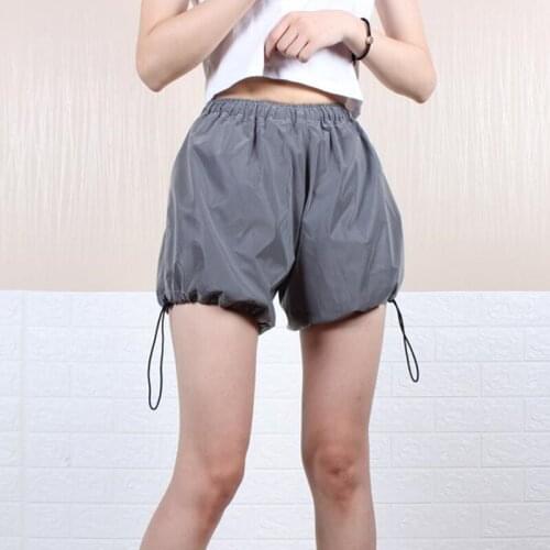 High quality women reflective shorts hem drawstring night jogging hip hop streetwear hot shorts womens casual clothing bermuda