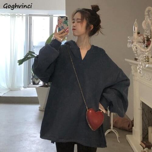 Women with Hat Hoodies Solid Simple Baggy Ulzzang Plus Velvet Thicken Korean Style Daily Oversize 3XL All-match Chic New Fashion