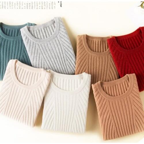 Ladies round neck sweater loose outer wear new autumn and winter cashmere sweater pullover thick knit short base shirt