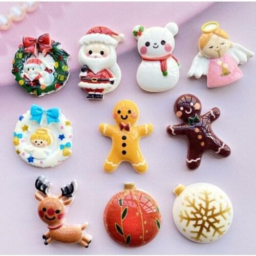 10/20Pcs New resin Cute Mixed Christmas series Flat back Cabochon Scrapbooking Hair bow Center Embellishments DIYAccessories F37