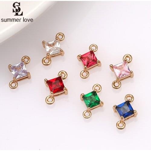 10pcs New Gold Color Mini Crystal Connector For Bracelet DIY Jewelry Making Accessories Germetric Glass Charm Beads Findings