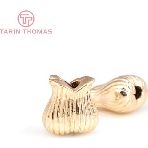 10PCS 8.5MM 24K Champagne Gold Color Plated Brass Flower Bud Beads Spacer Beads High Quality Diy Jewelry Accessories