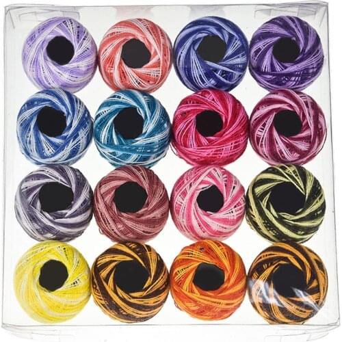 16 Colors Crochet Cotton Yarn Balls Cross Stitch Needlepoint Hand Embroidery Knitting Threads Mixed Colors Sewing Thread