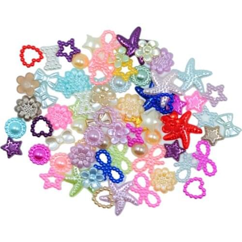 75x Assorted Pearl Embellishment Flatback Beads For DIY Craft Scapbooking