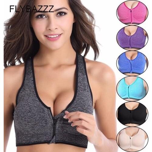 8 Colors Women Zipper Push Up Sports Bras Padded Wirefree Shockproof Gym Fitness Athletic Running Yoga Vest Sports Crop Tops