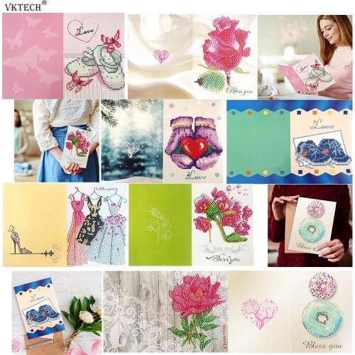 5D DIY Drills Diamond Painting Valentine Greeting Card Party Birthday Gifts Diamond Embroidery Cross Stitch Festival Greet Cards