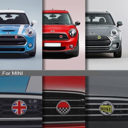 Car Front bumper grille metal logo 3D badge sticker For BMW MINI COOPER S JCW F54 F55 F56 F60 R55 R56 R60 Exterior Accessories