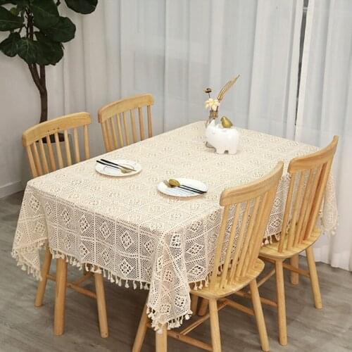 American Openwork Cotton Tablecloths On Table Rectangular Kitchen Decor Picnic Blanket Centerpieces For Dining Room Single Panel