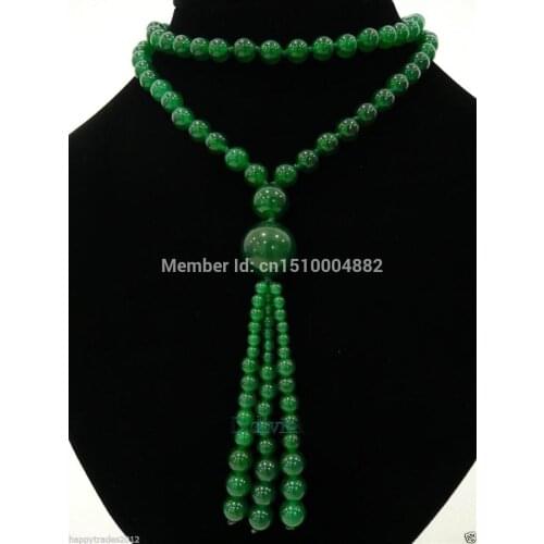 FREE SHIPPING PARTY NECKLACE GREEN BEADS LONG NECKLACE PENDANT, 30 INCHES