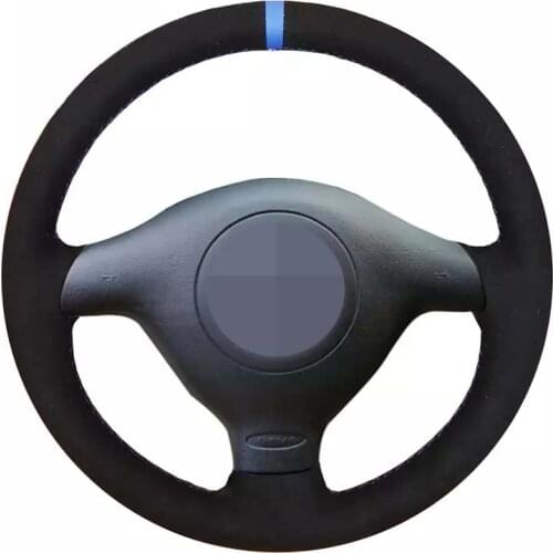 Car Steering Wheel Cover Soft Black Suede For Volkswagen VW Golf 4 Passat B5 1996-2003 Seat Leon 1999-2004 Polo 1999-2002