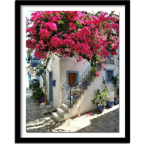 Diy Square Diamond Painting Cross Stitch Diamond Embroidery Scenic Flower House In The Spring Hobbies And Diamond