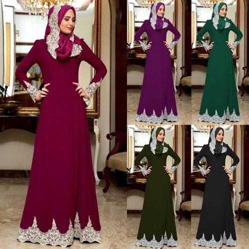 Elegant Muslim Dress Women Abaya Long Sleeve Maxi Hijab Djellaba Moroccan Kaftan Islamic Clothing Big Swing Dresses Plus Size