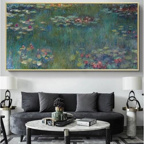 France Impressionist Claude Monets Water Lily Oil Painting Postes Print on Canvas Wall Art Pictures for Living Room Home Decor