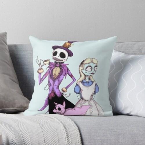 Nightmare In Wonderland Throw Pillow Cushion Cover Polyester throw pillows case on sofa home living room car seat decor 45x45cm
