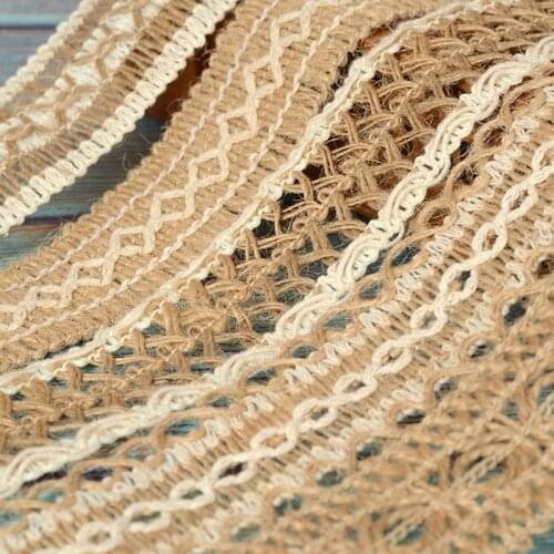 2 Meters Hemp Rope Lace Ribbon Vase Decoration Clothes Shoes Sewing Trim Edge Home DIY Linen Lace Ribbon Craft 4cm Width