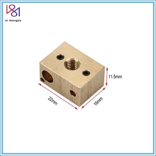 Copper Brass Heated Block For V6 J-head Hotend 3D Printer V6 Nozzles fit 3mm PT100 NTC100K Thermocouple High Temperature Block
