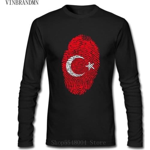 Turkey Fingerprint Design Mens Hipster T Shirt Cotton Summer Romantic City Long Sleeve Funny Turkish Flags T-Shirt Male Tshirts
