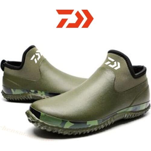 2020 DAIWA Men and Women Fishing Waterproof Shoes Outdoor Sports Climbing Non-slip Rubber Low Rain Boots Garden Work Rain Boots
