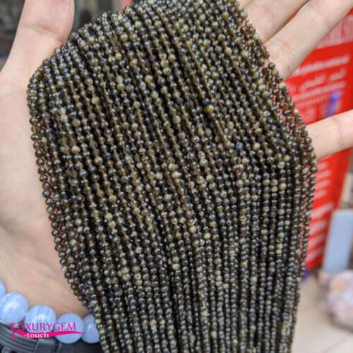 Natural Golden Obsidian Stone Loose Small Beads High Quality 3mm Faceted Round Shape DIY Gem Jewelry Accessories 38cm wk335