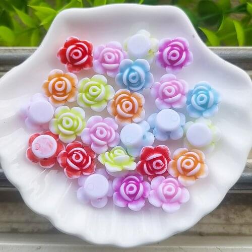 New 30pcs Mix Colors 14mm Resin 3d Flower Flatback Rhinestone Wedding Buttons DIY Crafts
