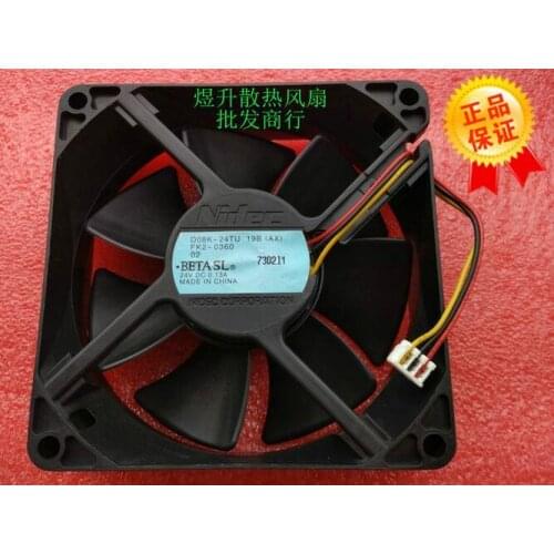 Original Nidec 8025 DC 24V 0.13A 80*80*25mm 8cm D08K-24TU 19B (AX) 3 Lines Inverter Cooling Fan