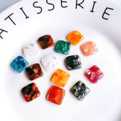 12mm Square Resin Glass Cabochon Stone Fit Earring Pendant Base Supplies for Jewelry Components Diy Material 40pcs