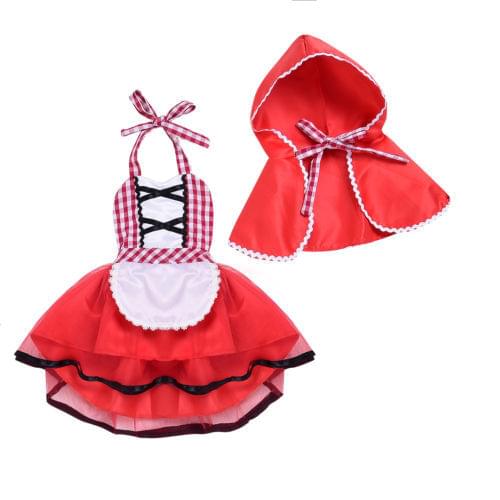 Infant Baby Girls Childrens Dress Cape Cloak Outfit Little Red Hood Cosplay Photo Prop Costume Party Dresses Baby Clothes Sets
