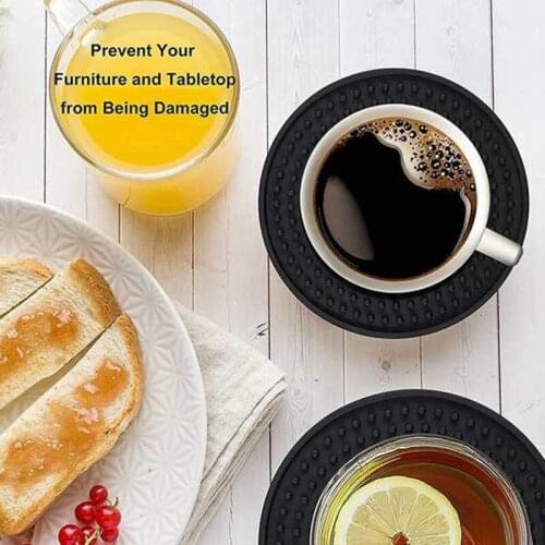 8Pcs Coasters for Drink Non-Stick Coated Coasters for Coffee Table Heat-Resistant Coasters with Deep Groove Fit All Cups