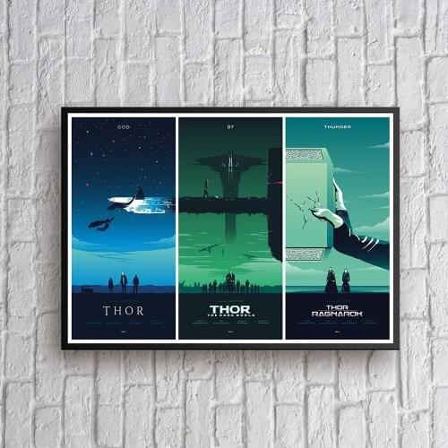 Marvel Anime Thor Trilogy Artwork Movie Poster Superhero Canvas Wall Art Painting Picture room Home Decoration Boy Birthday Gift