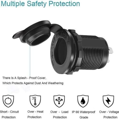 12V 120W Motorcycle Car Boat Tractor Accessory Waterproof Cigarette Lighter Power Socket Plug Outlet Car-styling