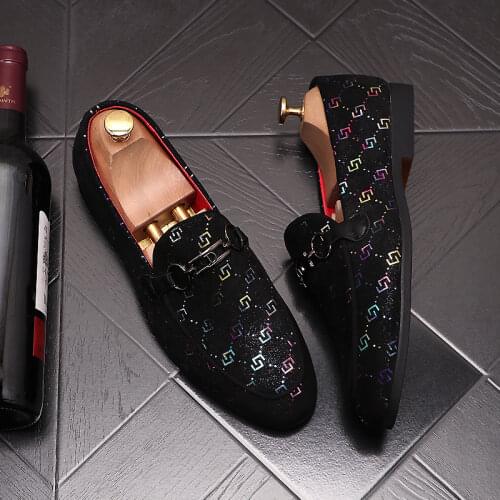Embroidery Luxury Mens Casual Loafers Rhinestone Slip-on Lazy Prom Wedding Party Dress Shoes