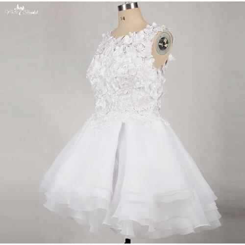 RSW1171 Real Pictures Yiaibridal Sleeveless High Low Skirt Layers Organza Vestido De Noiva Curto