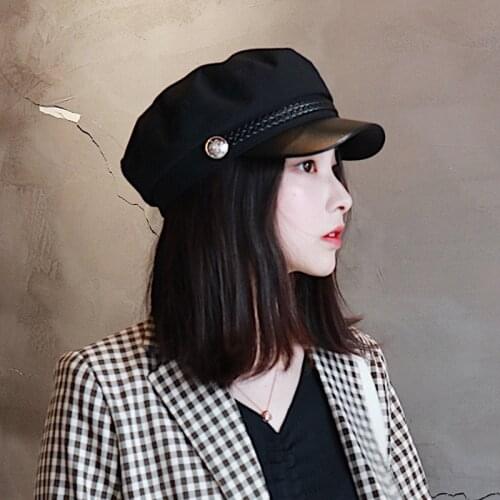 Fashion Unisex Cotton Military Hat Spring Autumn Sailor Hats for Women Men Black Grey Flat Top Captain Cap Travel Cadet Hat