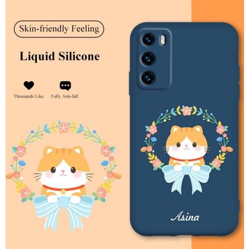 ASINA Silicone Case For Huawei P40 P30 P Smart Z S Cover Cartoon Original Liquid Bumper Pattern Cover For Nova3 3i 5t Capa Funda