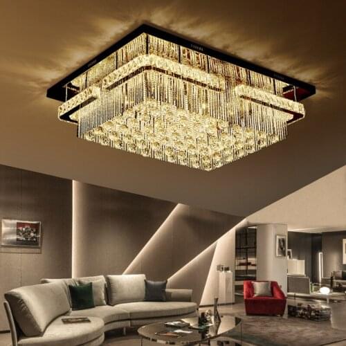 Modern minimalist crystal rectangular lamps, atmospheric light luxury living room bedroom dining room led ceiling lamp