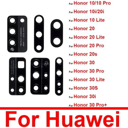 Rear Back Camera Glass Lens With Sticker Glue Tape For Huawei Honor 10 10i 20 20i 20S 30 30S Lite 30 Pro + Plus Repair Parts