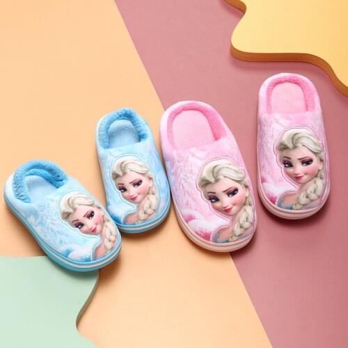 2021 autumn and winter disney Frozen Elsa princess cotton slippers home non-slip warmth and cold cartoon