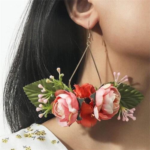 Bohemian Stereoscopic Exaggerated Geometric Flower Womens Earrings Accessories Personality Creative Simulation Drop Earrings