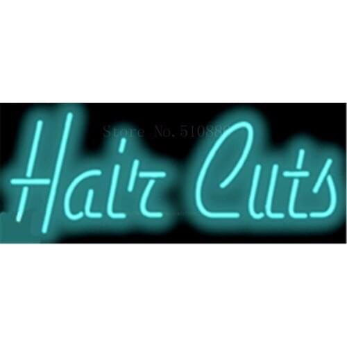 Hair Cut Blue Salon GlassTube neon sign Handcrafted signs Light Display Club Pub Shop Store Business signage Signboard 17"x14"