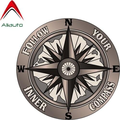 Aliauto Funny Car Sticker Follow Your Inner Compass High Quality Cover Scratch Waterproof Accessories PVC Decal,13cm*13cm