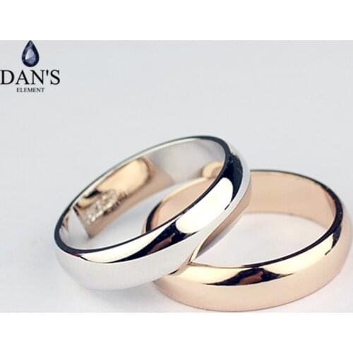 Dans Element Brand Real round Simple Couple Copper Gold Color Fashion Wedding Rings for Women healthy Top Quality Fi-RG90696