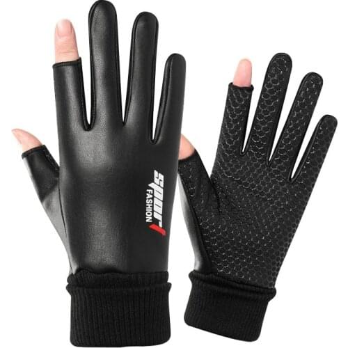 Winter Mens Gloves Autumn Cycling Leather Velvet Warm Non-Slip Male Waterproof Sports Touch Screen Ski Hiking Fishing Gloves