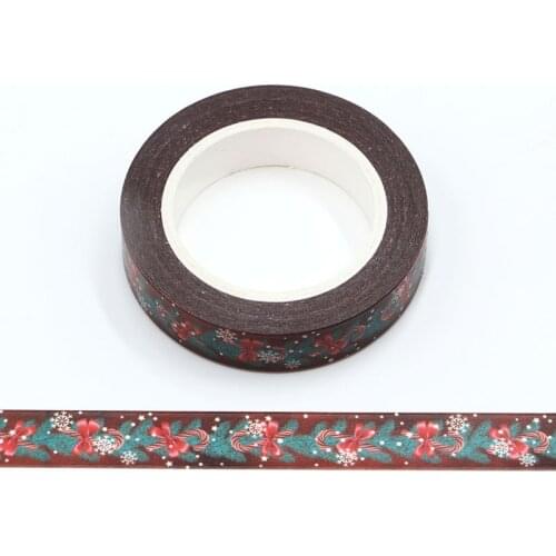 1 pc 10mm*10m Christmas Pine needles Candy Decorative Washi Tape DIY Scrapbooking Masking Tape School Office Supply