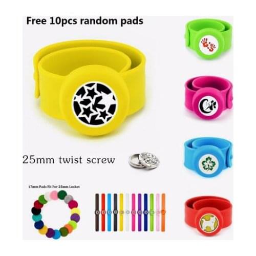 1PCS Mosquito Repellent diffuser Bracelet Bangle Ribbon Love Steel 25mm Twist Screw Locket Silicone Wristband 10p Pads Women Men