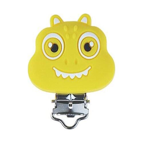 10Pcs/Lot Pacifier Clip Cartoon Animal Edible Silicone Stainless Steel Clip Bead Clip Accessories For DIY Pacifier Chain Tool